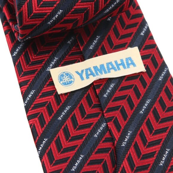 Vintage YAMAHA Logo Tie Blue Geometric Pattern Polyester Japan Motorcycles - Picture 4 of 7